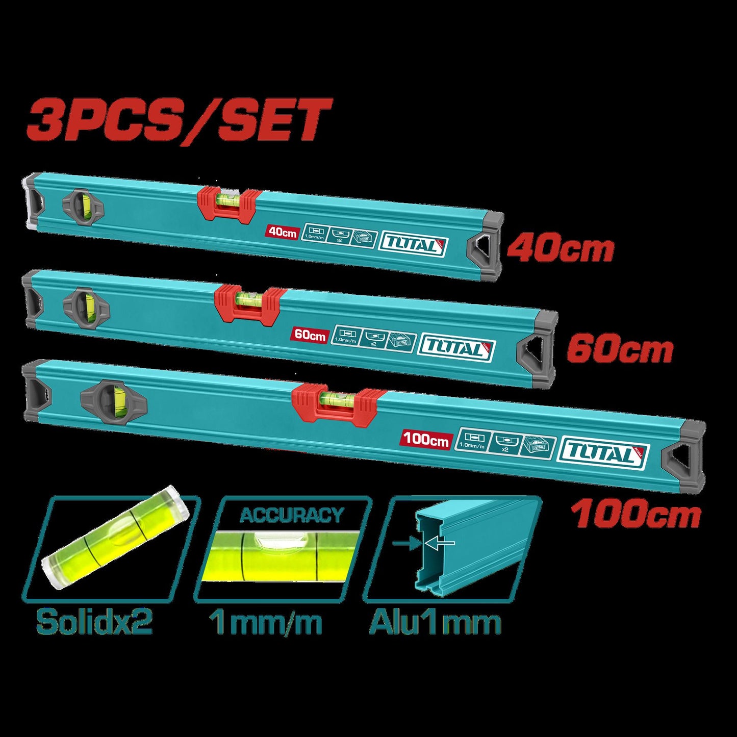 Juego De Nivel X 3 Pcs 4060100Cm Super Total Tht10403