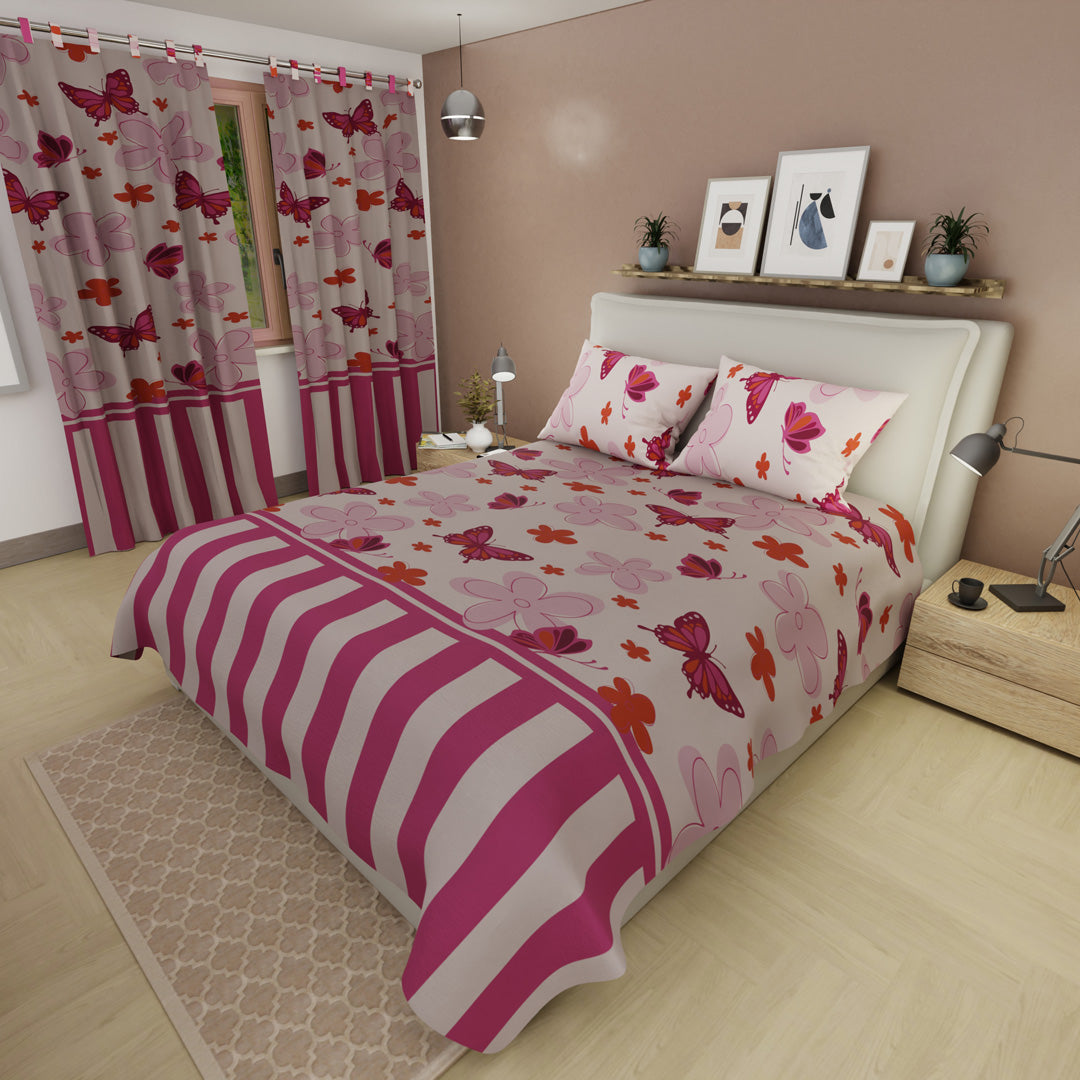 Juego De Sábanas Microfibra Suavizada Happy Field Rosa