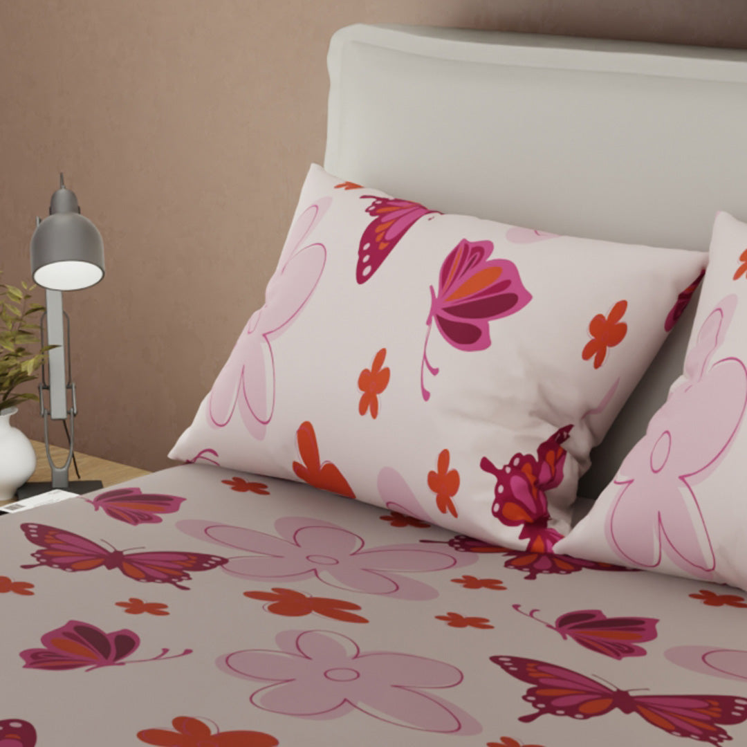 Juego De Sábanas Microfibra Suavizada Happy Field Rosa