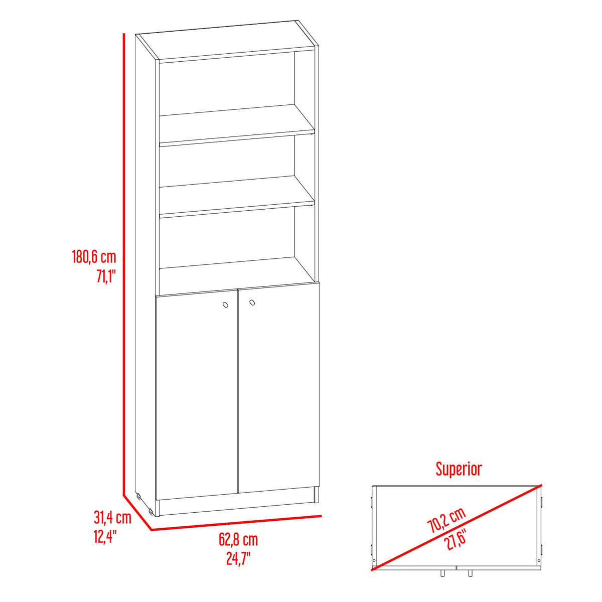 Estante Home E4 2P 180X62X31 Rta Wengue Fresno Europeo N/A