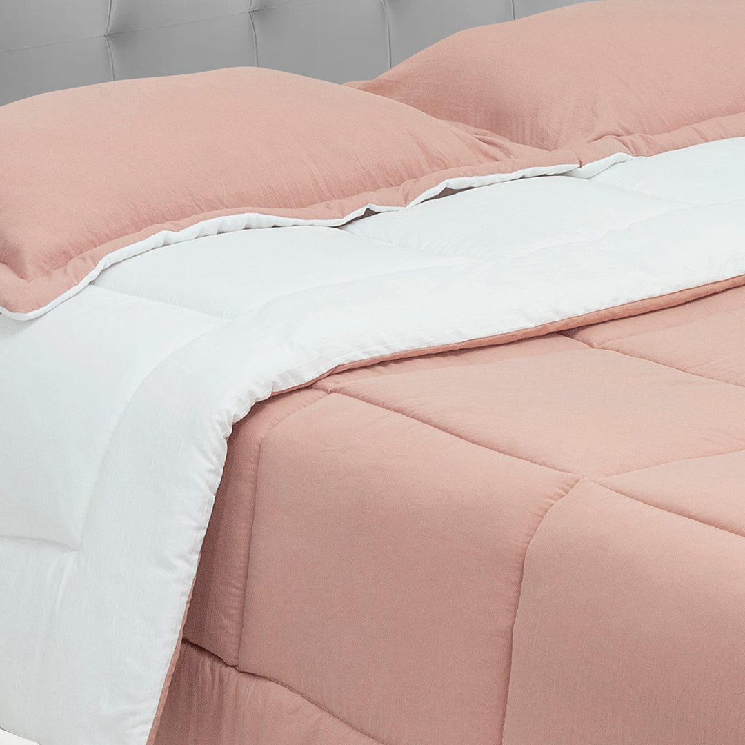 Cubrelecho Acolchado Cotton Sense Solo Fondo Rosa -Blanco