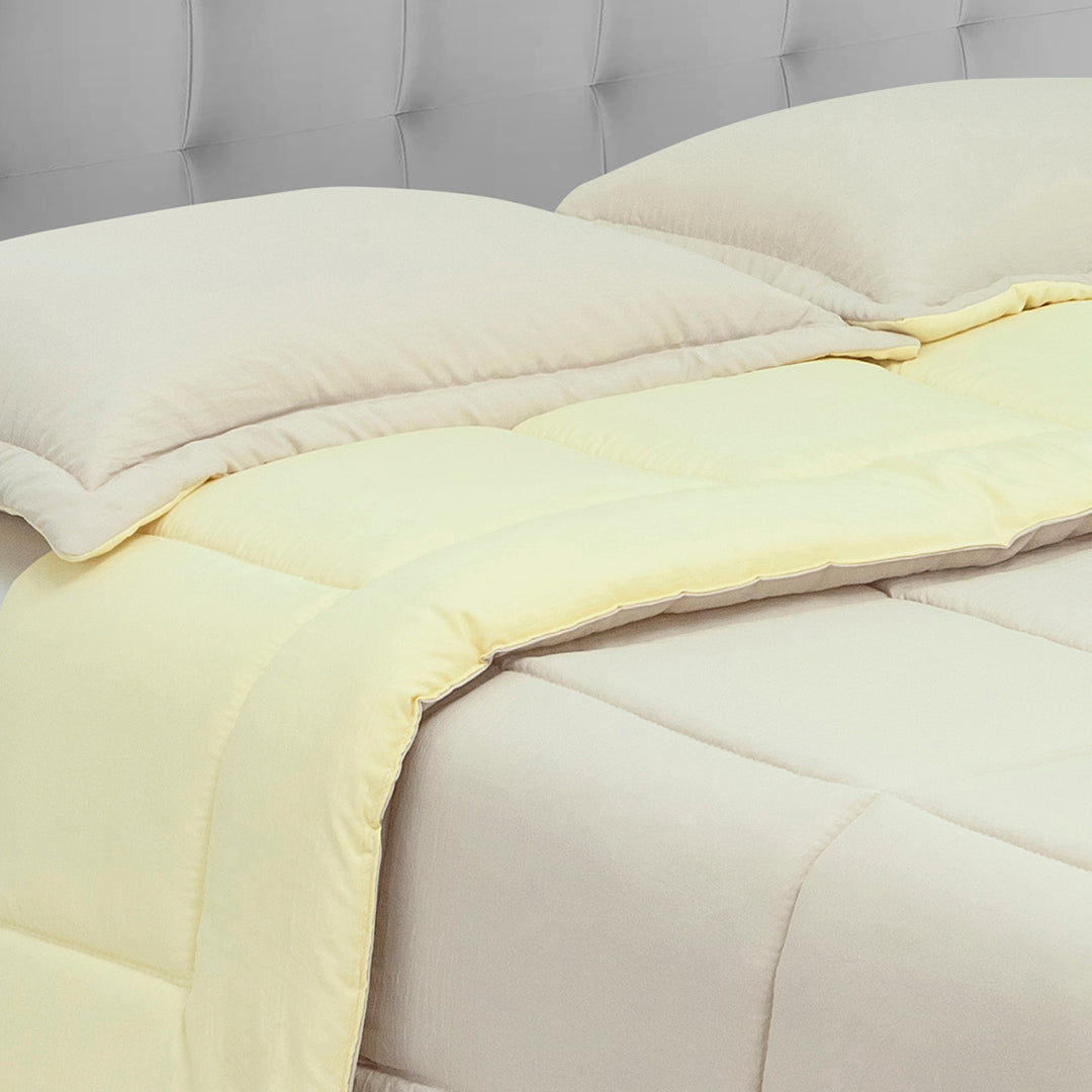 Cubrelecho Acolchado Cotton Sense Solo Fondo Amarillo -Beige