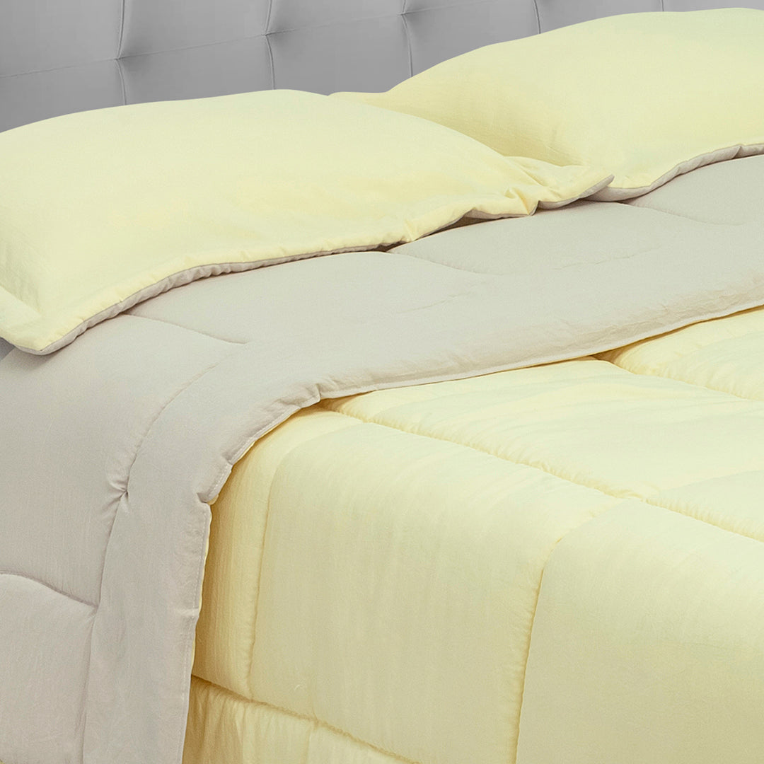 Cubrelecho Acolchado Cotton Sense Solo Fondo Amarillo -Beige
