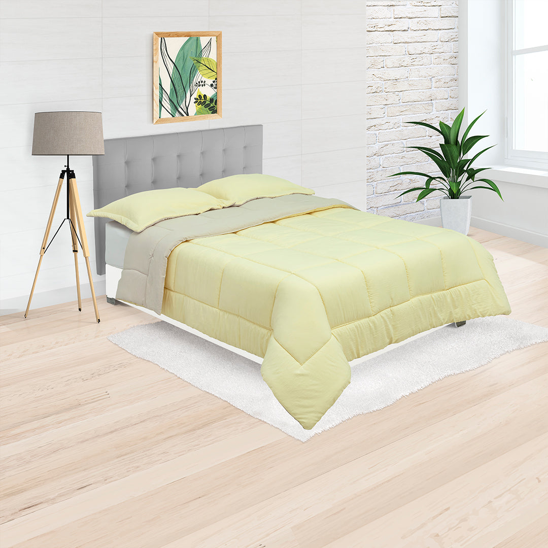 Cubrelecho Acolchado Cotton Sense Solo Fondo Amarillo -Beige