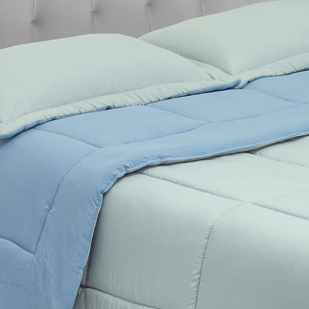Cubrelecho Acolchado Cotton Sense Solo Fondo Azul - Gris
