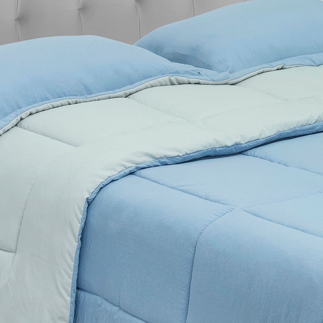 Cubrelecho Acolchado Cotton Sense Solo Fondo Azul - Gris