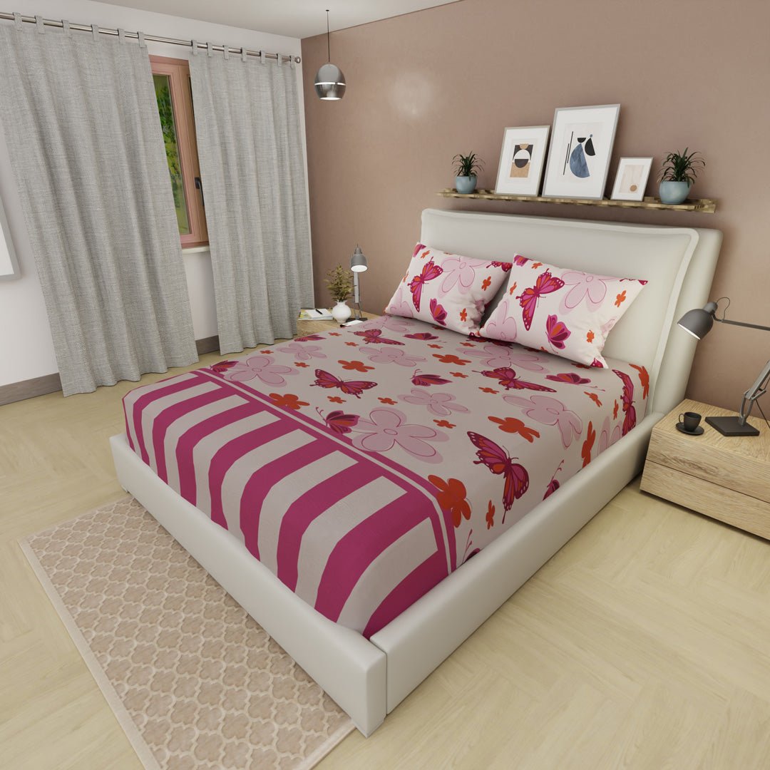 Sábana Ajustable Happy Field Rosa