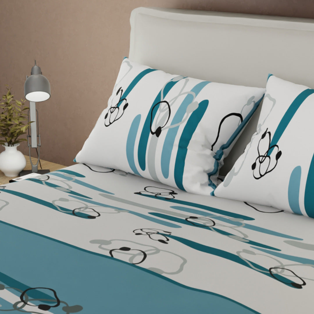 Juego De Sábanas Con Cortinas  Líneas De Océano