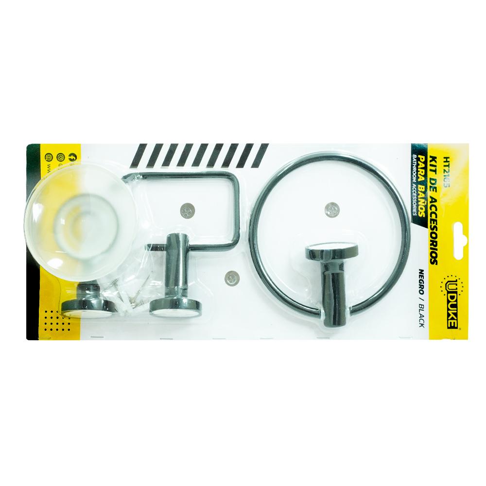 Kit Accesorios Para Baño X 3 Piezas Negro Uduke  Ht2165