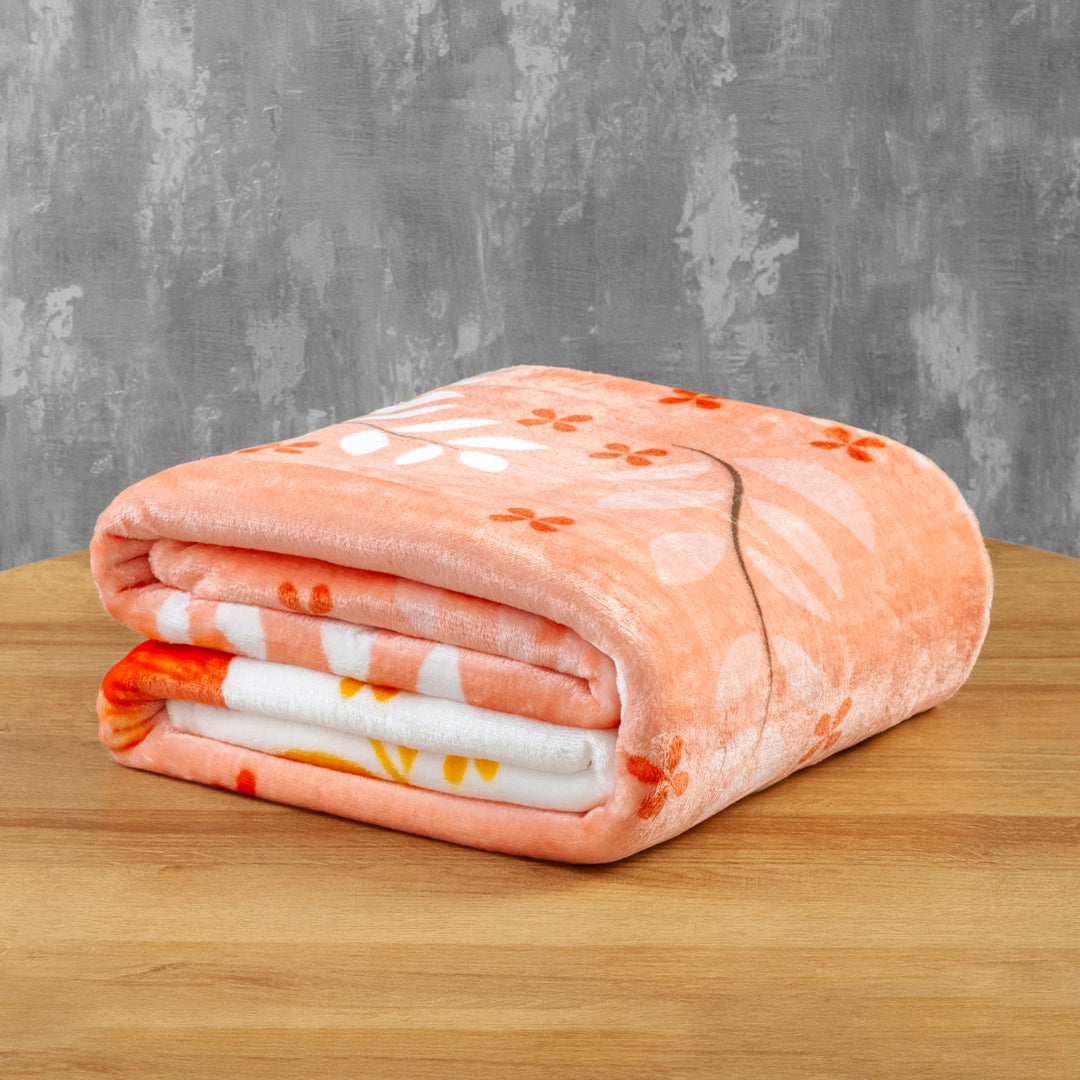 Cobija Piel De Durazno Estampada  Día De Primavera