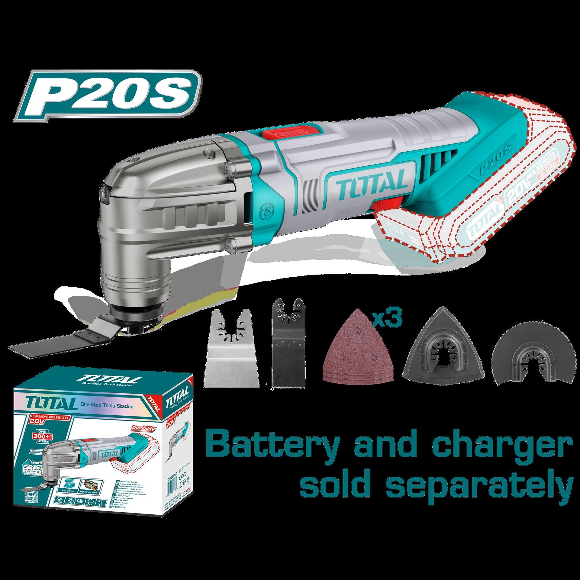 Multiherramienta Inalambrica Oscilante 20V  Accesorios Bateria Y Cargador No Incluido Total Tmli2022