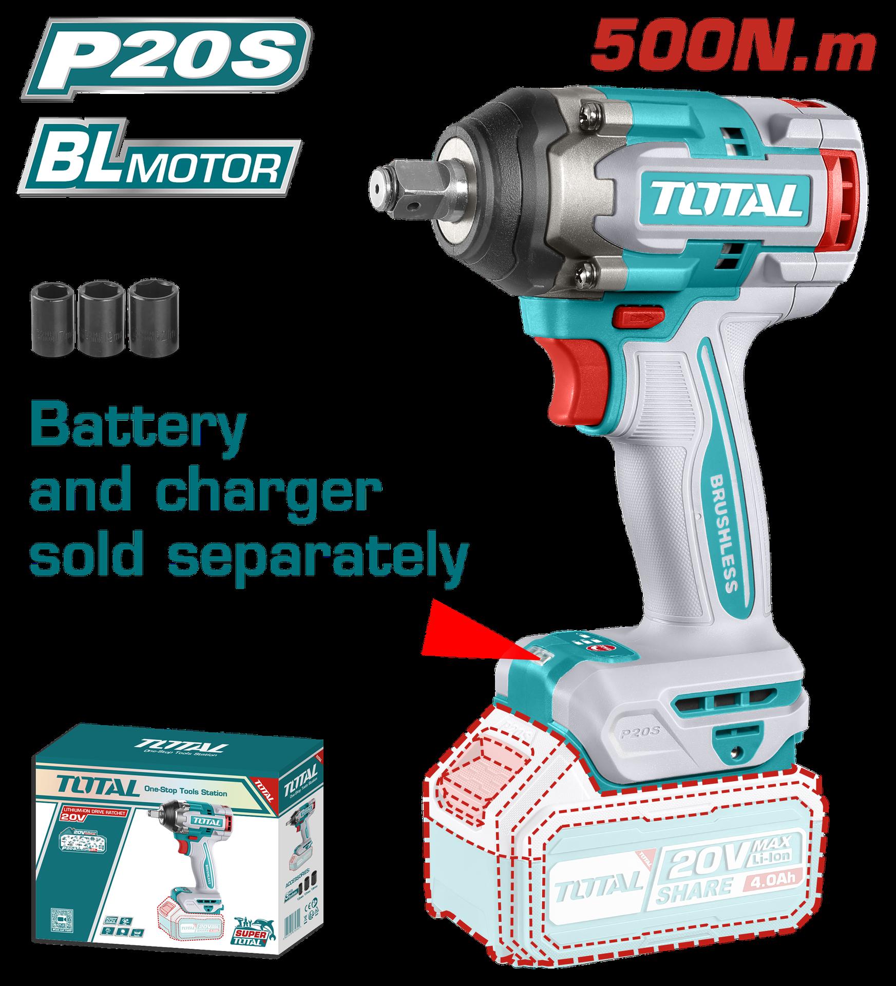 Pistola Impacto Inalambrico 12 20V 500 Nm   Bateria Y Cargador Se Venden Por Separado  Super Total Tiwli20501