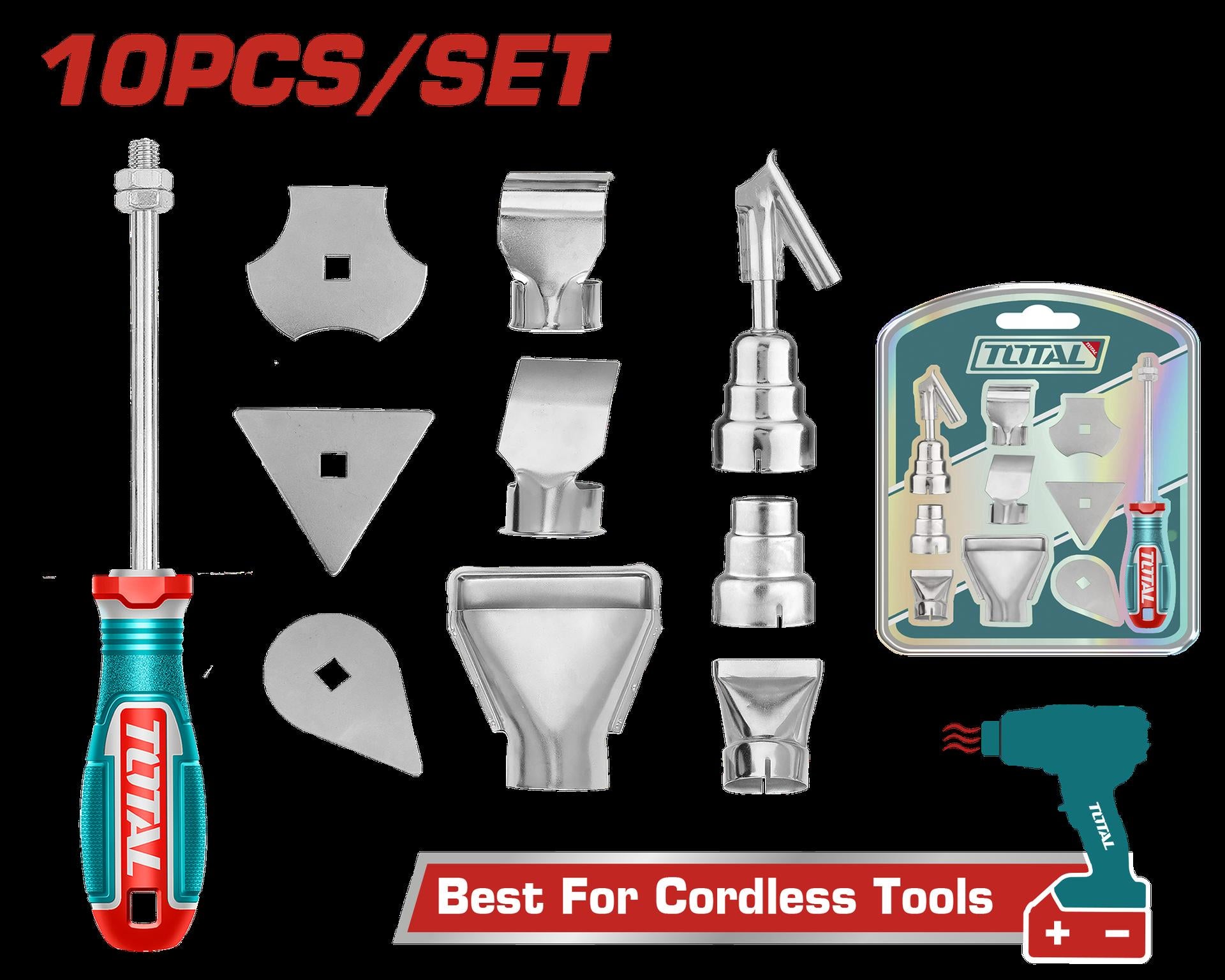 Kit De Accesorios Para Pistola Calor X 10 Pzs Industrial Super Total Tba1011