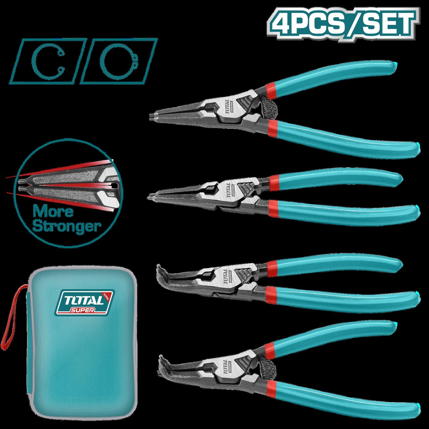 Set De Pinza Saca Pines X 4 Pzs Industrial Super Total Thtj214042