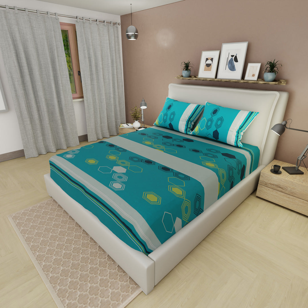 Sábana Ajustable  Pixel Grid Azul