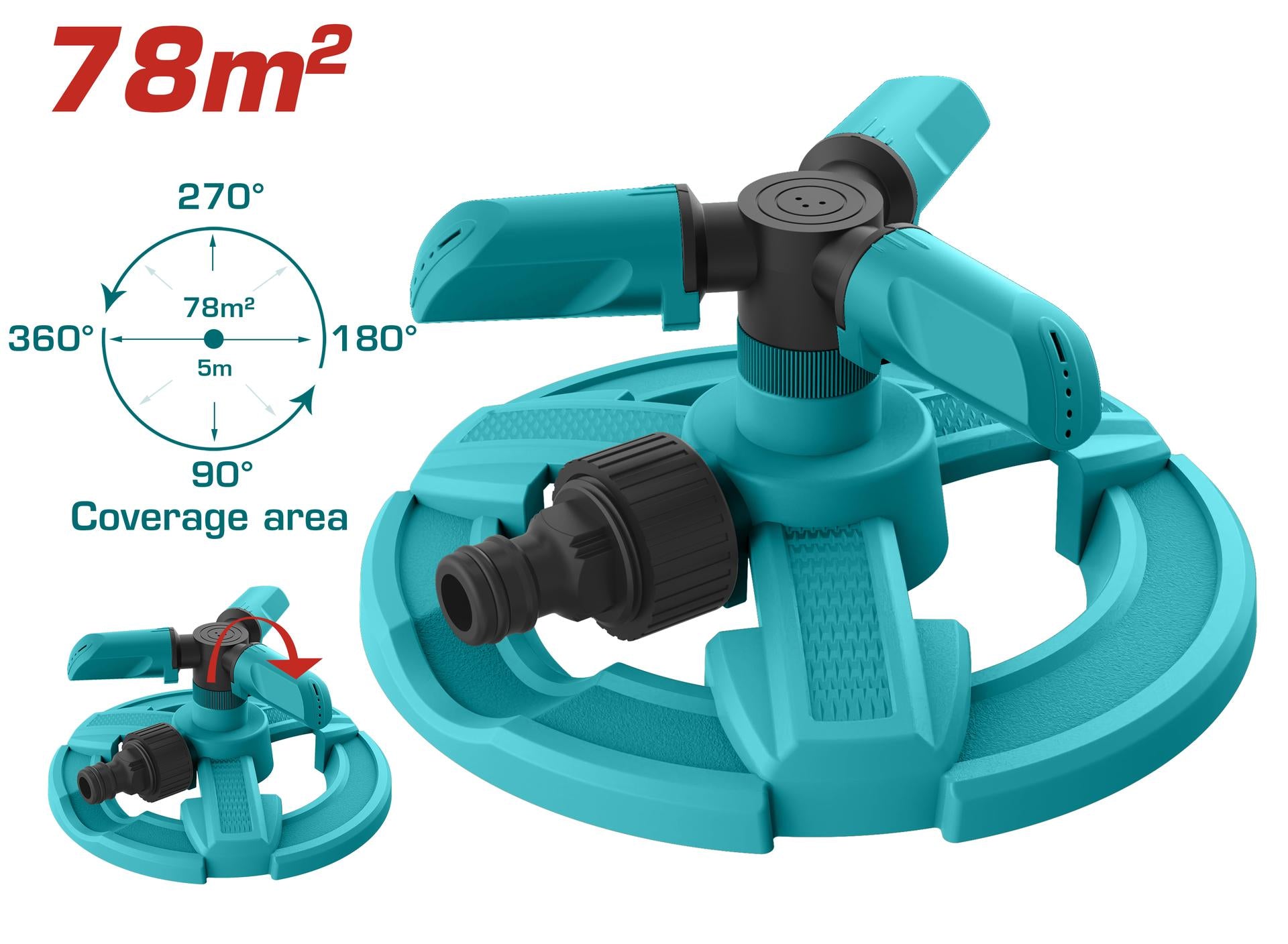 Aspersor Rotativo 34 Para Jardin 3 Salidas Super Total Thps23602