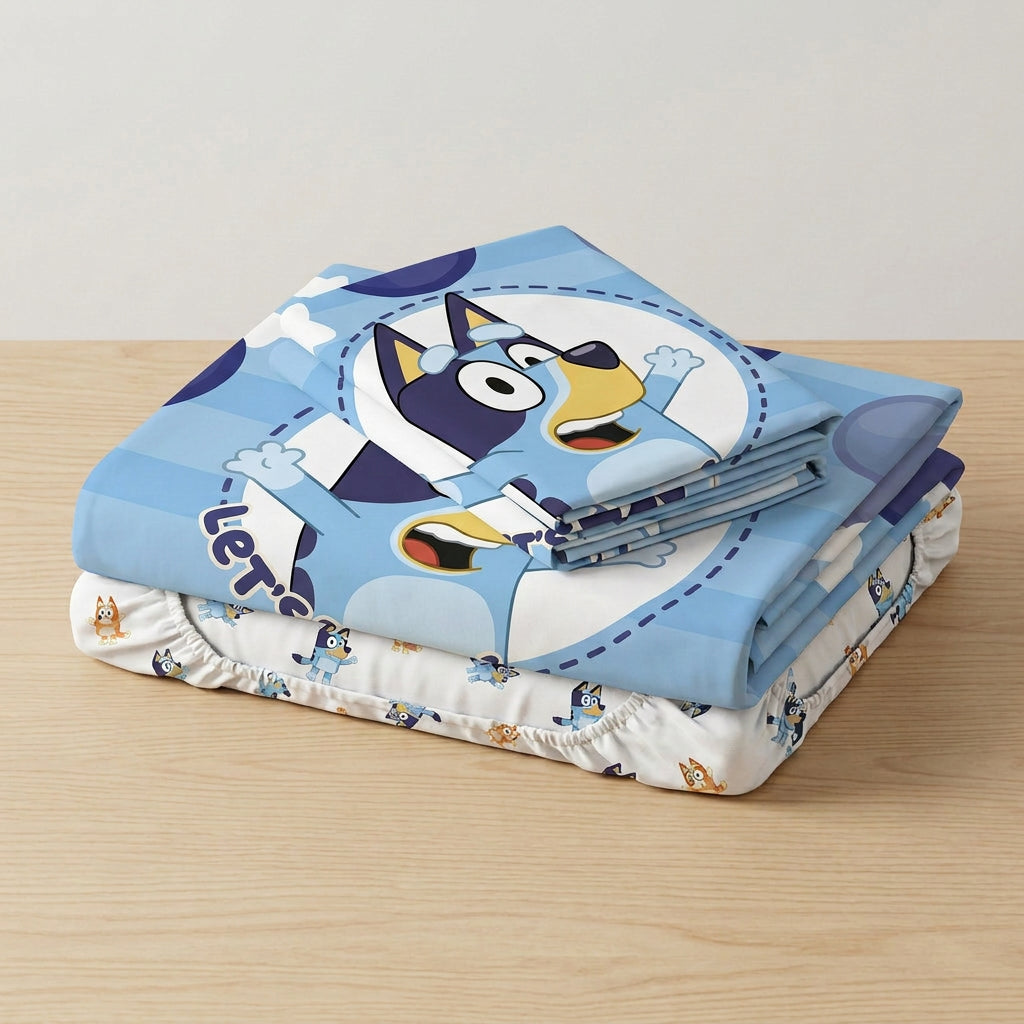 Juego De Sábanas Bluey Azul