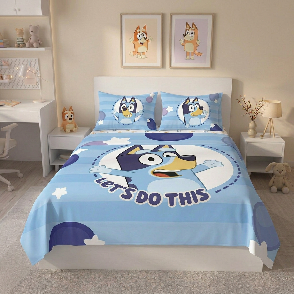 Juego De Sábanas Bluey Azul