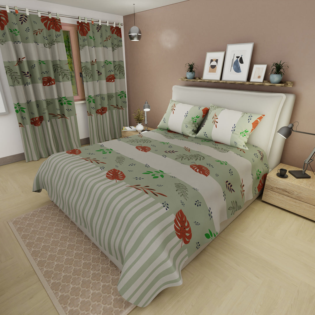 Juego De Sábanas Microfibra Suavizada Avoria Salvaje Verde