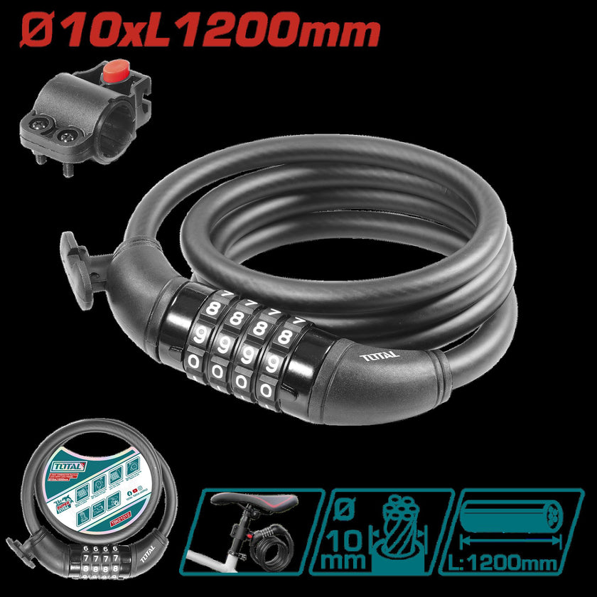 Candado Moto Clave 10X1200Mm Super Total Tbk21012