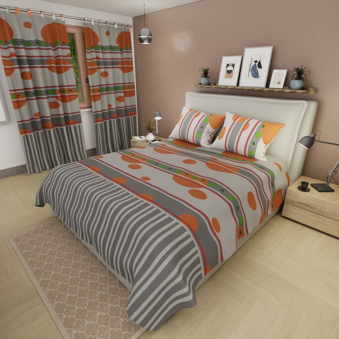 Juego De Sábanas Microfibra Suavizada Esfera Naranja