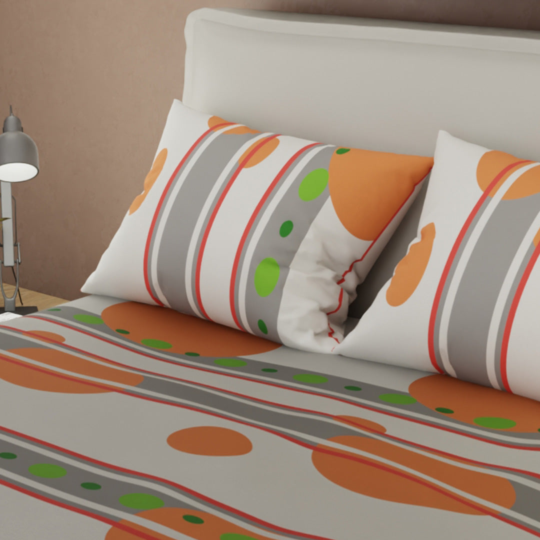 Juego De Sábanas Microfibra Suavizada Esfera Naranja