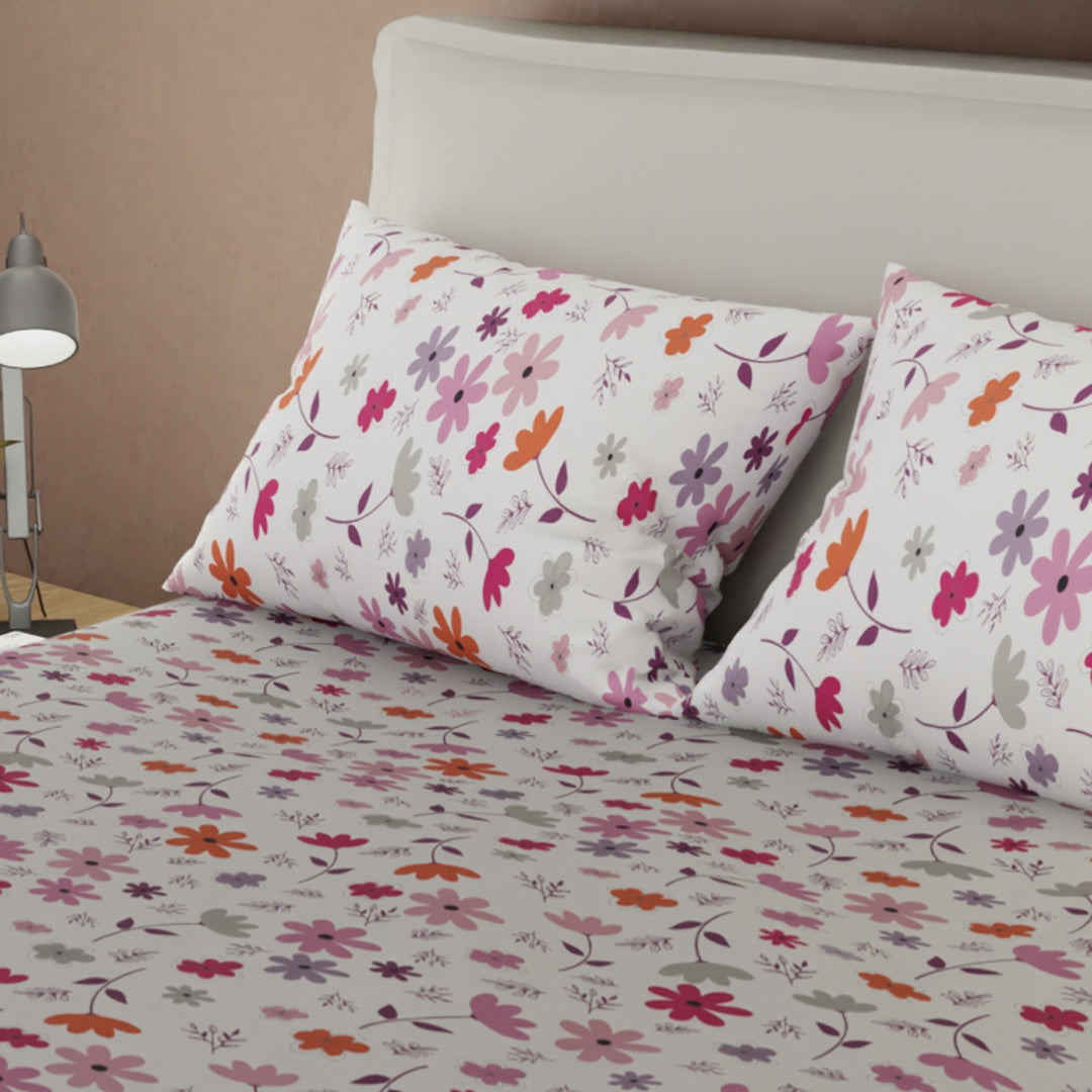 Juego De Sábanas Microfibra Suavizada Aroma De Flores Rosa