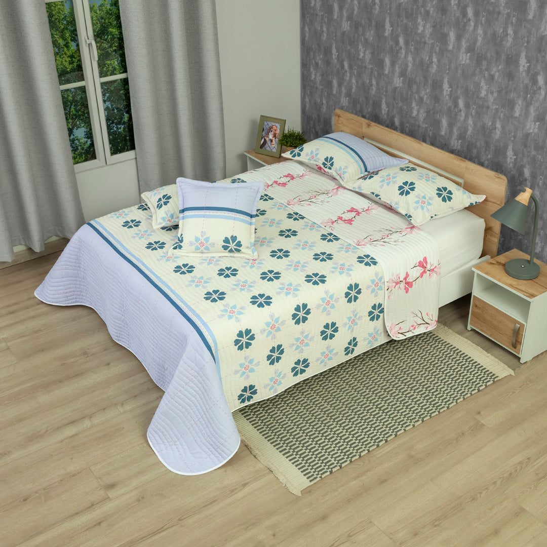 Cubrelecho Estampado Prensado Doble Faz Pure Garden