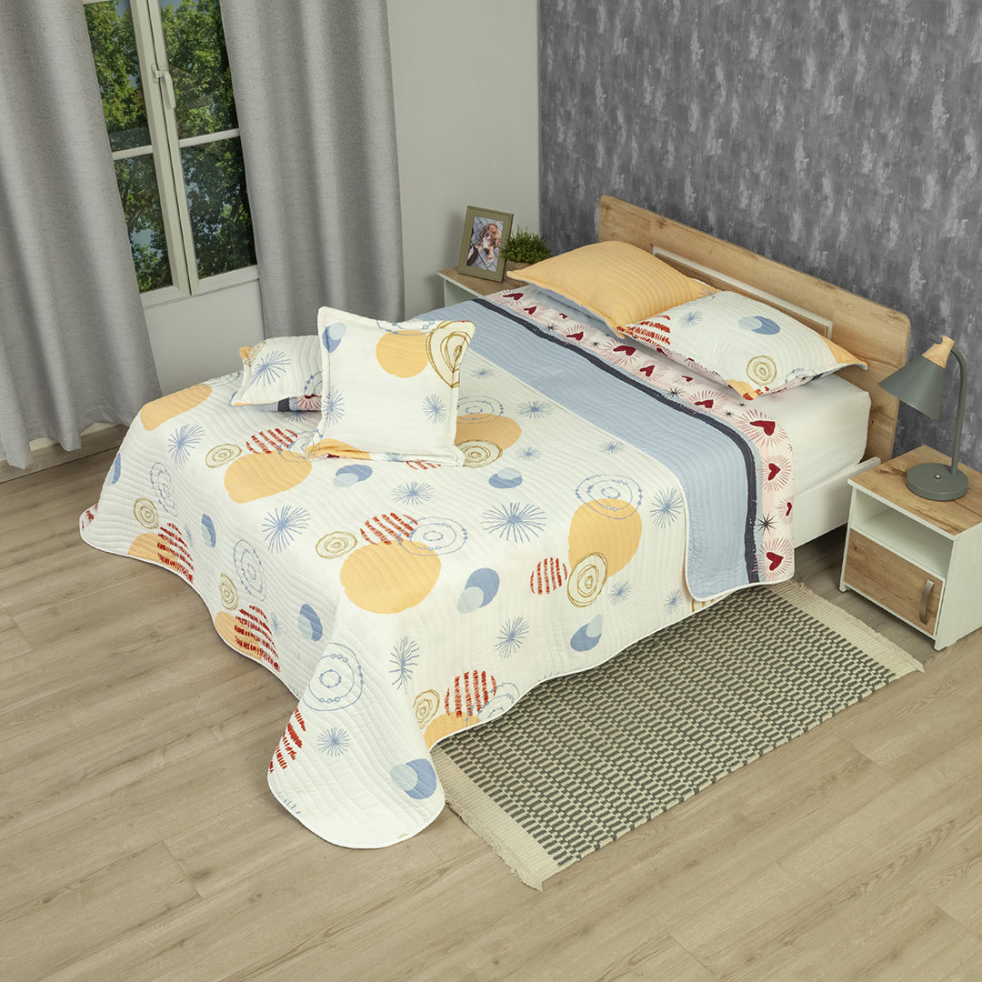 Cubrelecho Estampado Prensado Doble Faz Amoré Soft