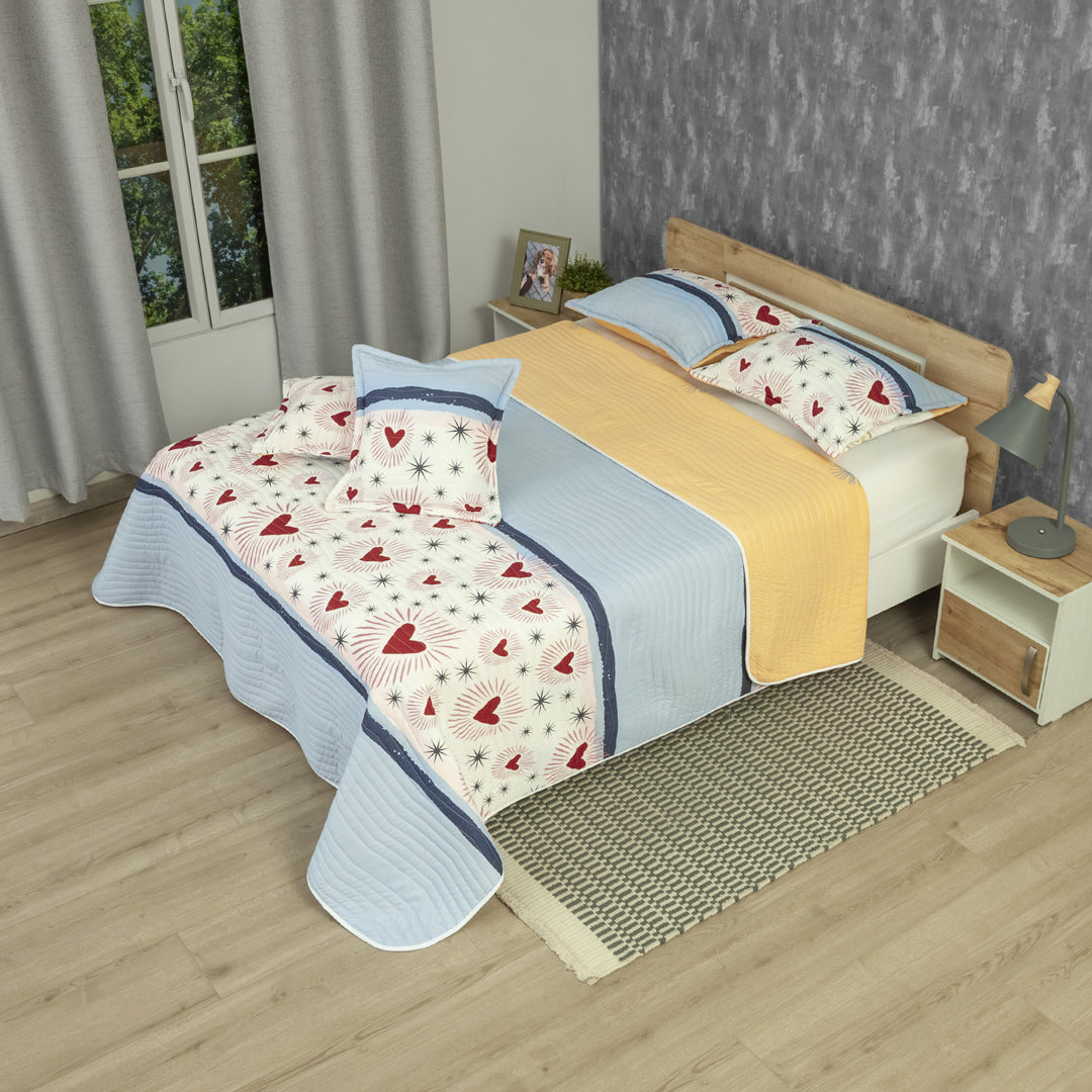 Cubrelecho Estampado Prensado Doble Faz Amoré Soft