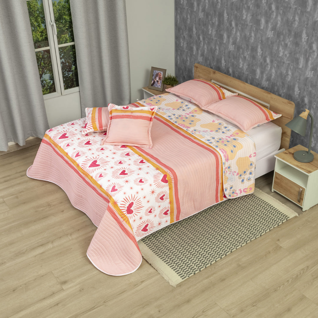 Cubrelecho Estampado Prensado Doble Faz Love Essence