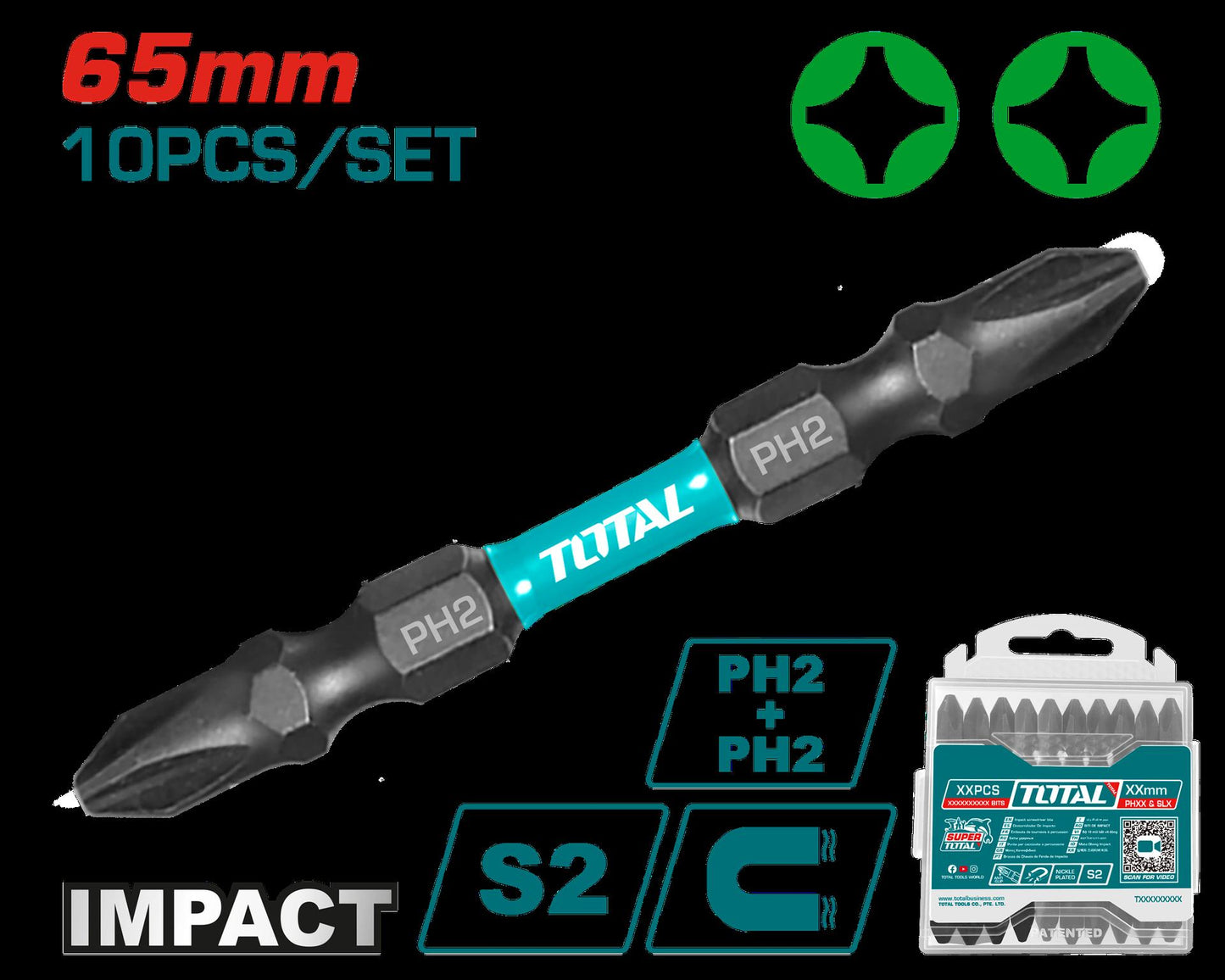 Puntas Taladro Industrial Doble Punta Imantada 65Mm   Juego X 10 Pzs Industrial Super Total Tacim16Ph233