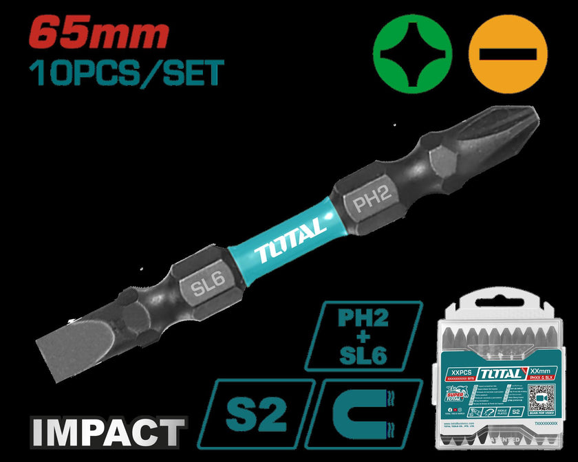 Puntas Taladro Industrial Doble Punta Imantada 65Mm   Juego X 10 Pzs Industrial  Super Total Tacim16Hl133
