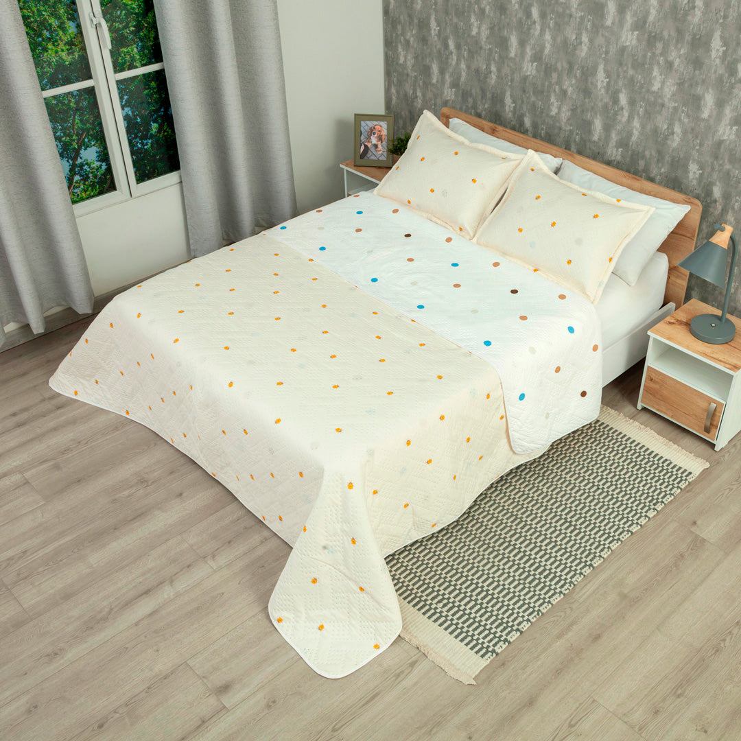 Cubrelecho Termosellado Doble Faz Cotton Sense Viaje En Círculo