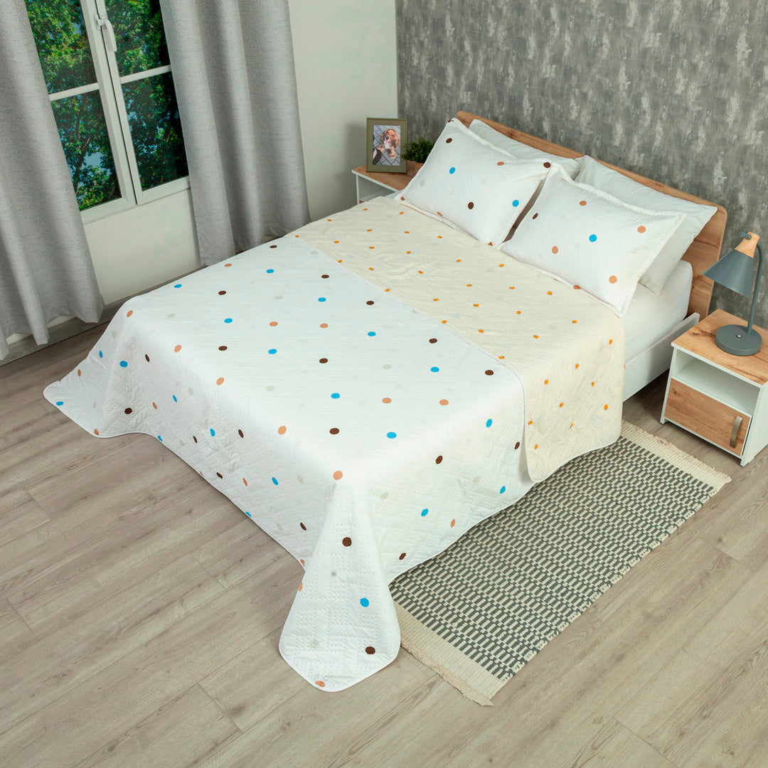 Cubrelecho Termosellado Doble Faz Cotton Sense Viaje En Círculo