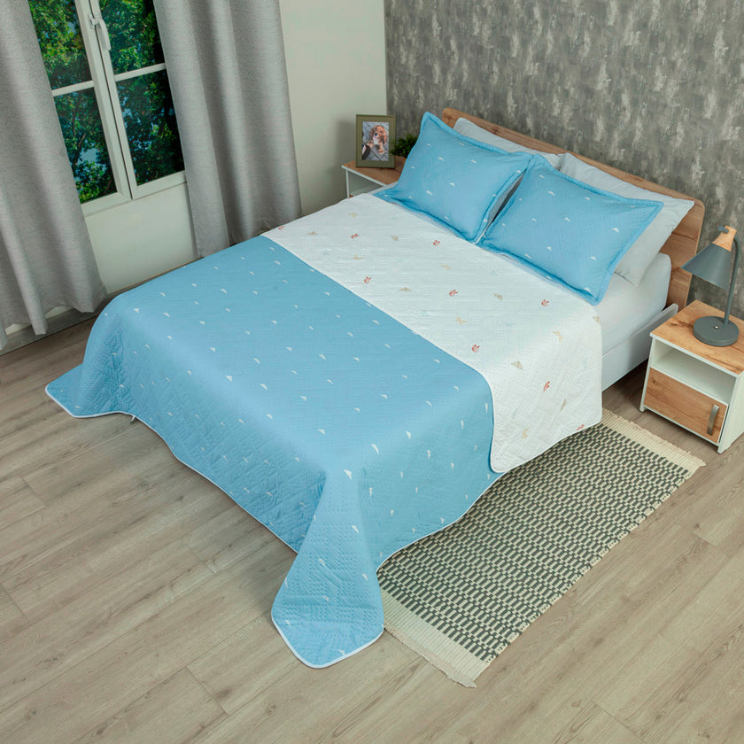 Cubrelecho Termosellado Doble Faz Cotton Sense  Jardín Celestial