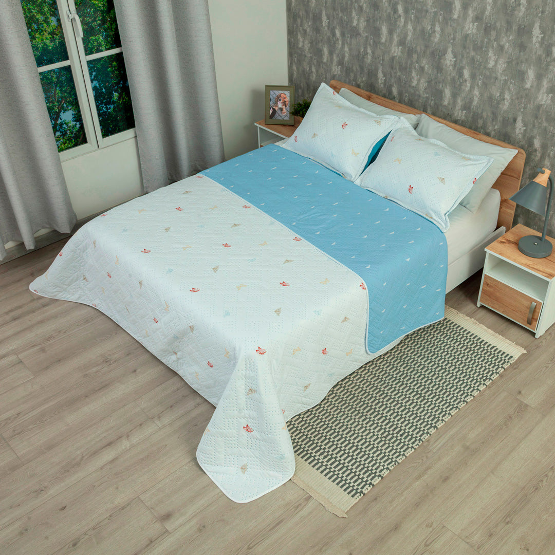 Cubrelecho Termosellado Doble Faz Cotton Sense  Jardín Celestial