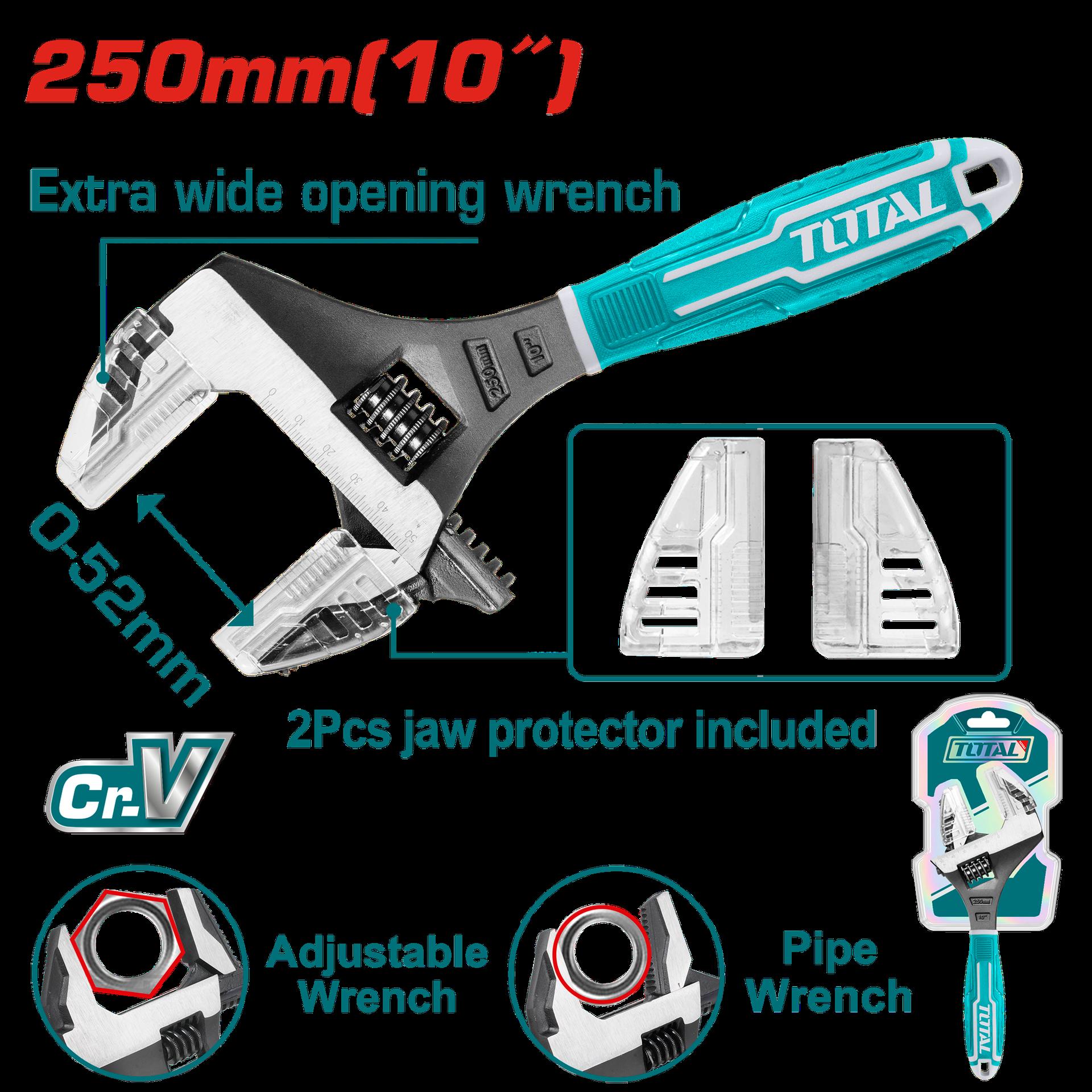 Llave Ajustable 10 Encauchetada  2 En 1 Industrial Super Total Tht10210G