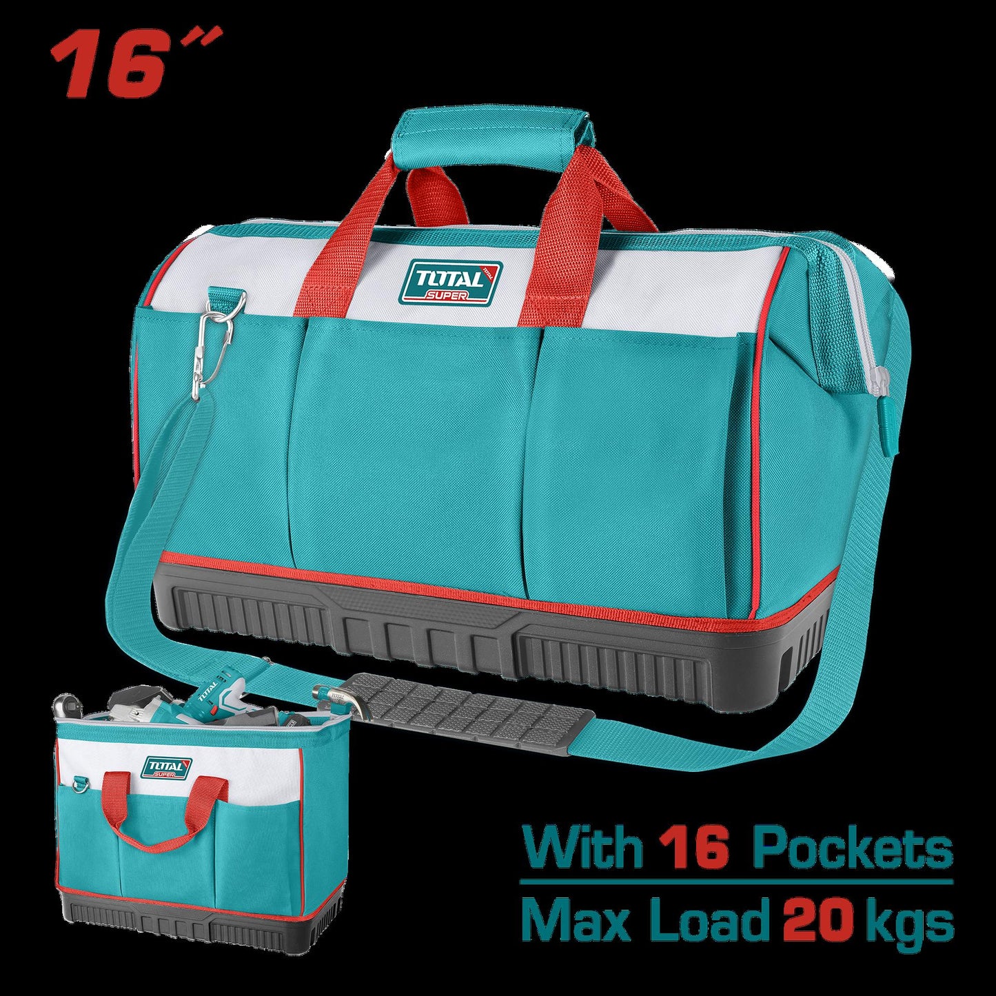 Bolso De Herramientas 16 Reforzado Industrial Capacidad Maxima 20Kg Super Total Tht16163