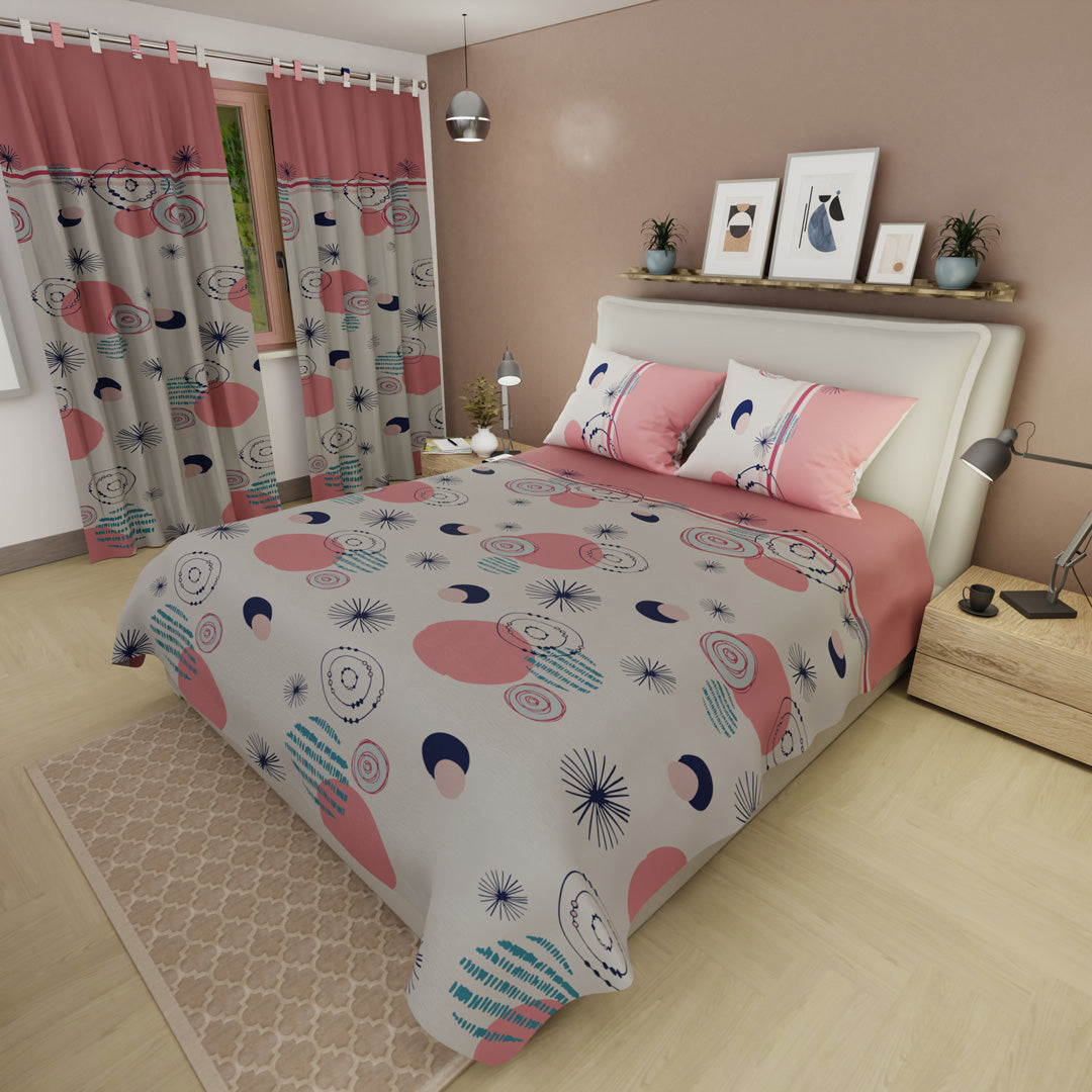 Juego De Sábanas Con Cortinas Urbanix Rosa