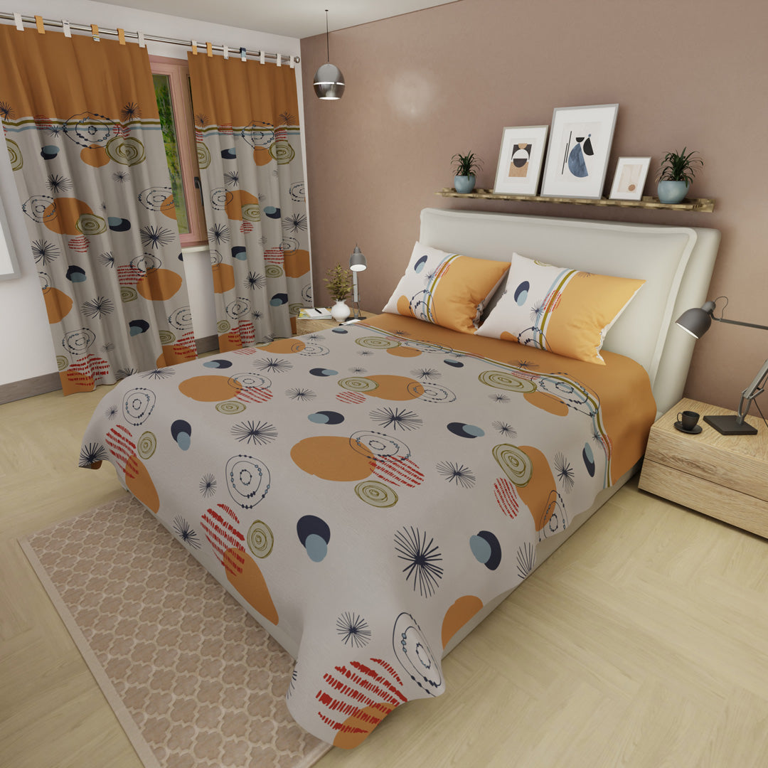 Juego De Sábanas Con Cortinas Urbanix Naranja