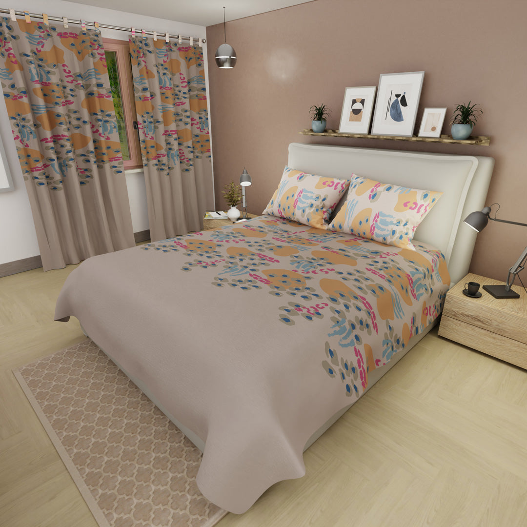 Juego De Sábanas Con Cortinas Balance Naranja