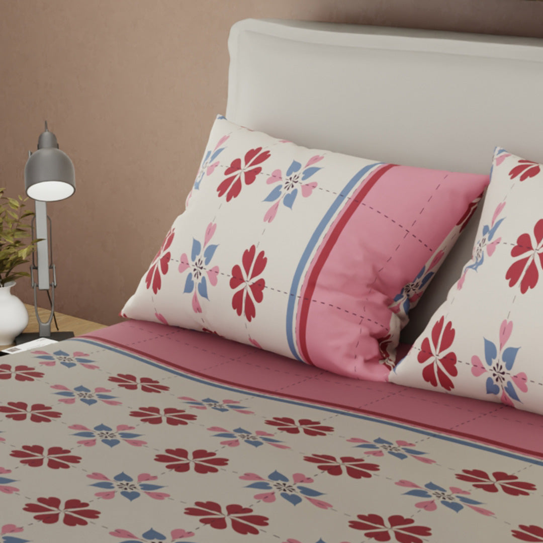 Juego De Sábanas Con Cortinas  Aire Fresco Rosa