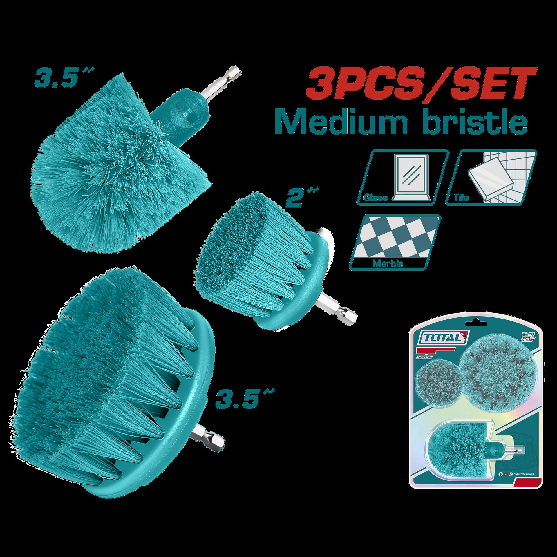 Set De Cepillo Para Taladro  Juego X 3 Pcz Industrial Super Total Tacm3001