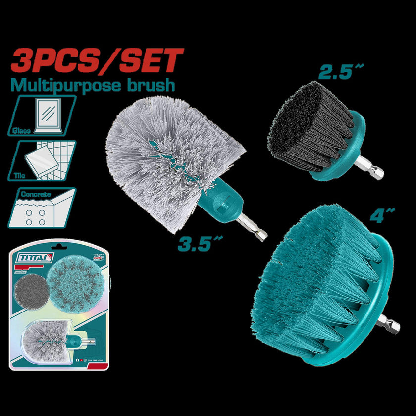 Set De Cepillo Para Taladro Juego X 3 Pcz Industrial Super Total Tacb0301
