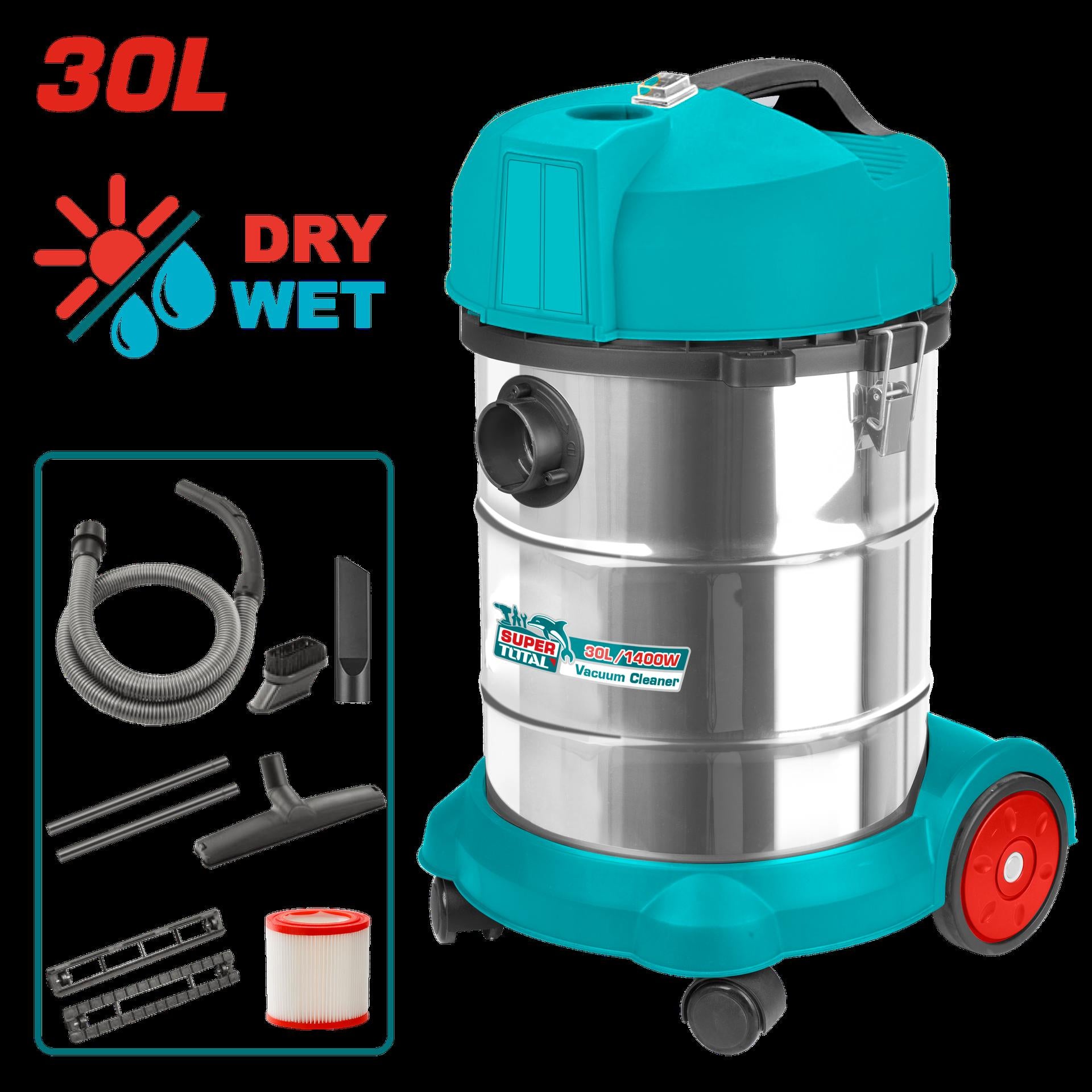 Aspiradora Y Sopladora Para Humedo Y Seco 30L 1400W Incluye Accesorios  Industrial Super Total  Utvc14301