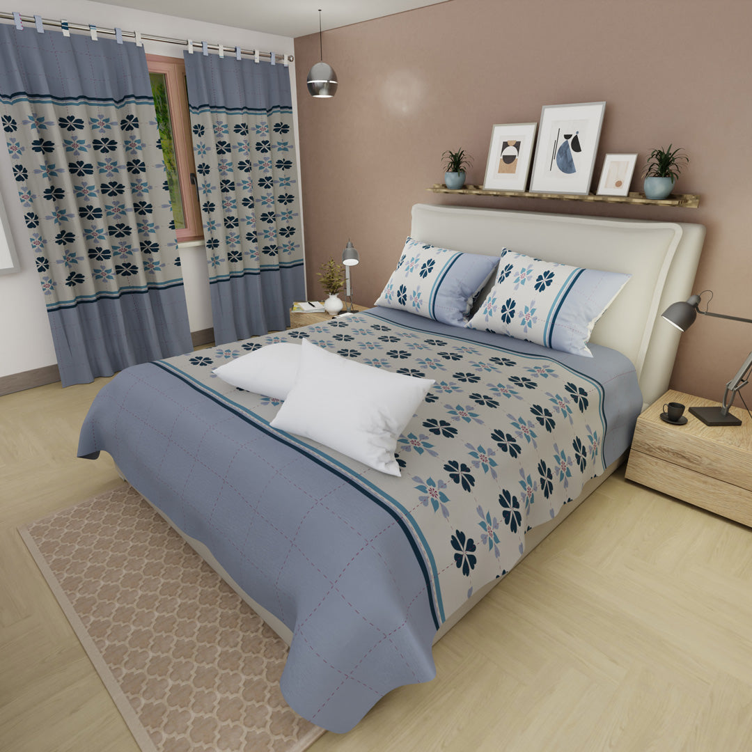 Combo Juego De Sábanas Con Cortinas Aire Fresco Y Un Par De Almohada