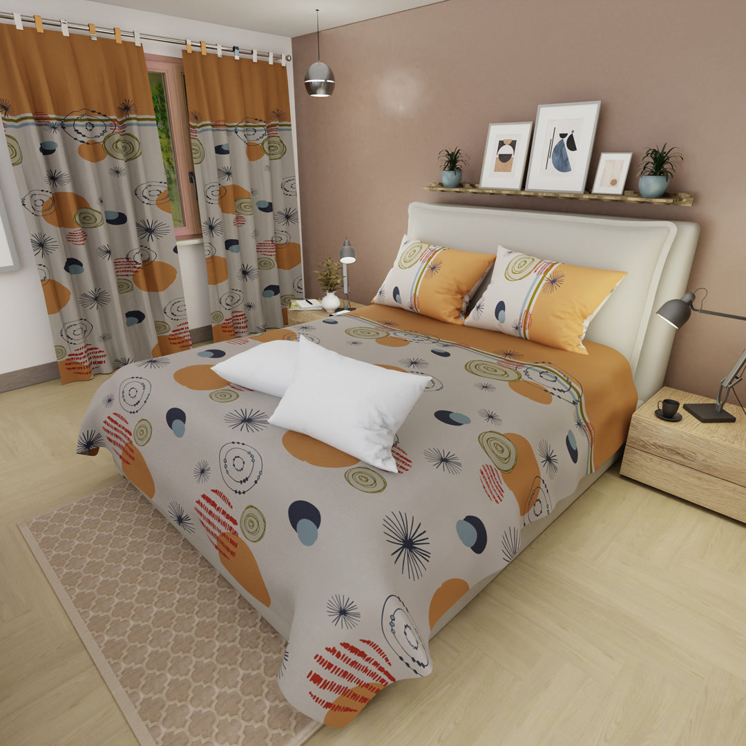 Combo Juego De Sábanas Con Cortinas Urbanix  Y Un Par De Almohada