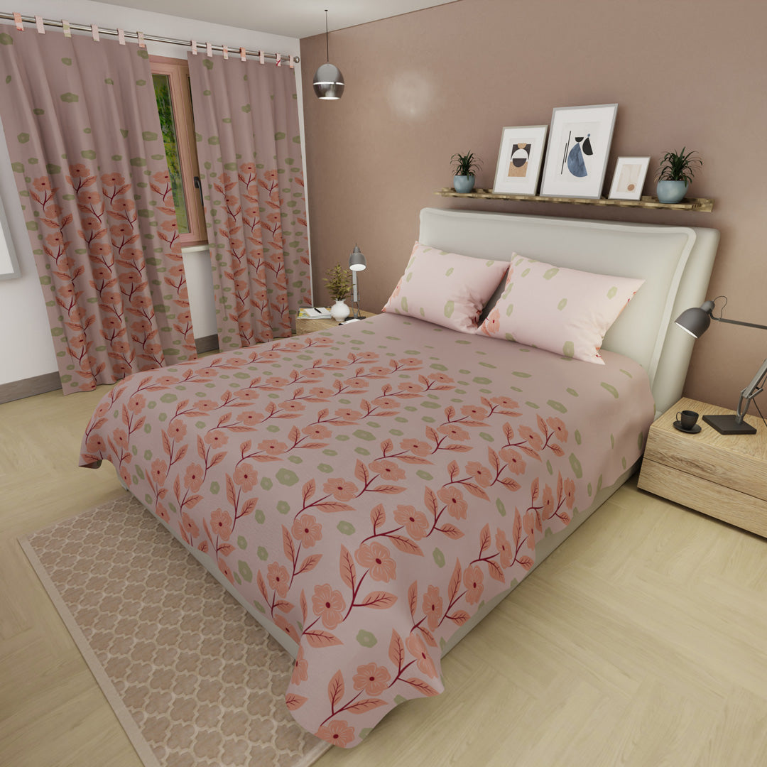 Juego De Sábanas Microfibra Suavizada Floralia Rosa
