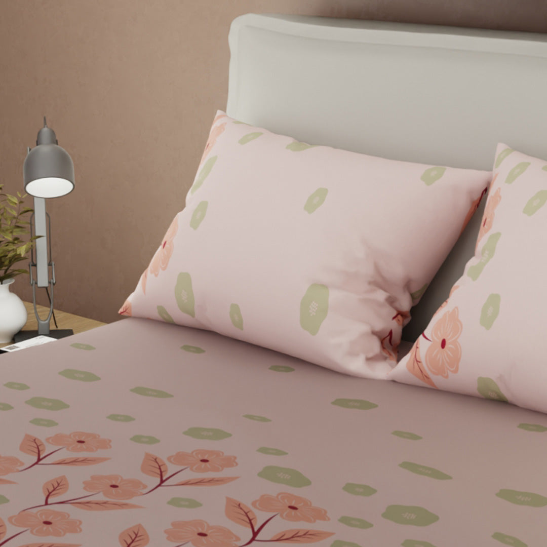 Juego De Sábanas Microfibra Suavizada Floralia Rosa